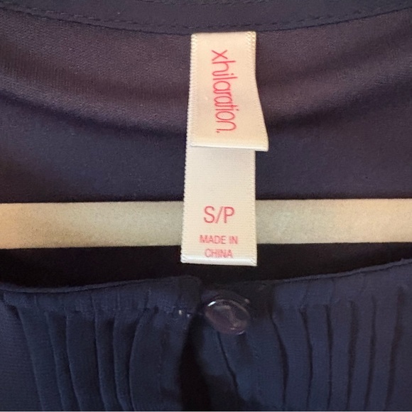 Xhilaration Navy Blue Blouse Shirt Dress MIDI Bell Sleeves - Picture 5 of 6